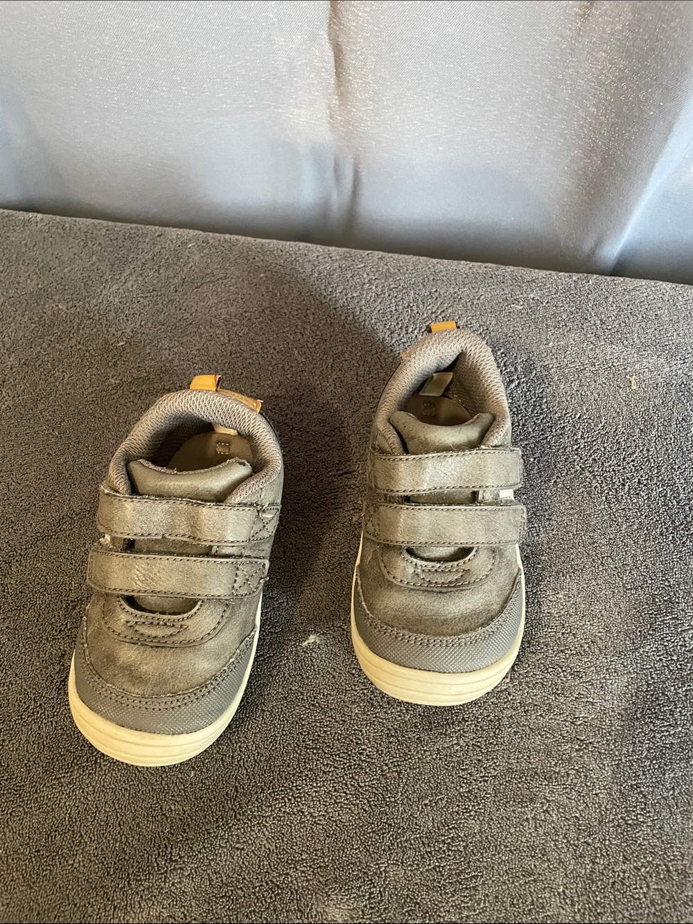 Stride Rite Gray Toddler Double-Velcro Sneakers with Cream Sole Accents